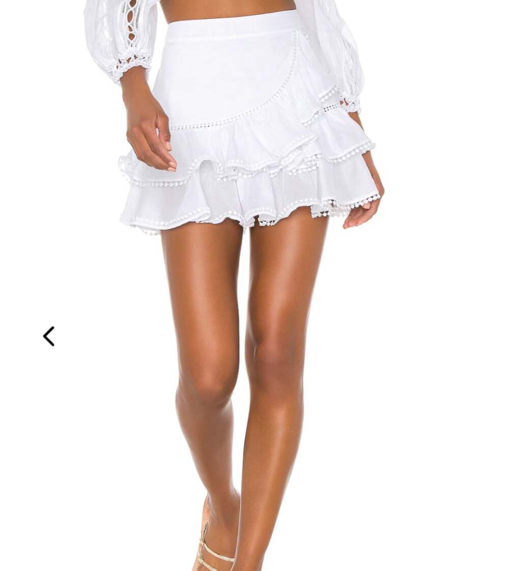 Charo Ruiz Ibiza Fera Mini Skirt in White Size Small Tiered Ruffle